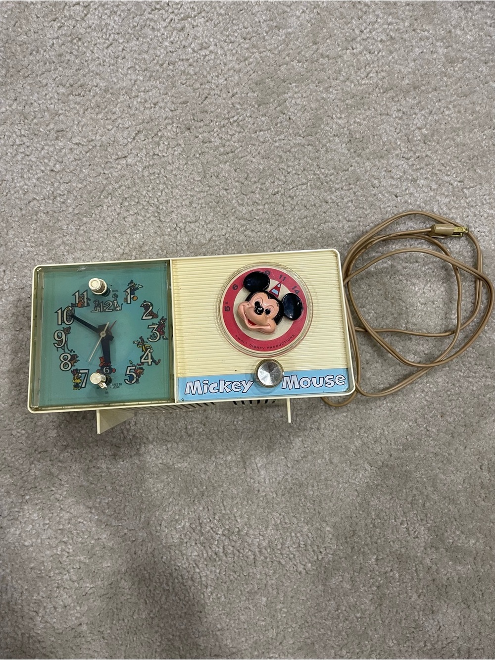 Vintage General Electric Mickey Mouse alarm clock radio